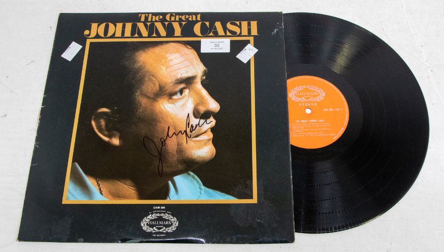 JOHNNY CASH - The Great Johnny Cash UK Vinyl LP Record - Sleeve Signed / Autographed in person by