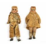 Dolls: A pair of small porcelain dolls house dolls, measuring approx. 4" each.