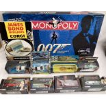 James Bond: A boxed James Bond 007 Monopoly Game, 2006 containing pewter playing pieces. Along