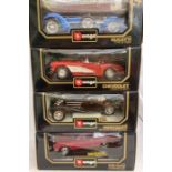 Diecast: A collection of four Burago 1:18 scale models, Rolls Royce Carmargue, Mercedes 500K