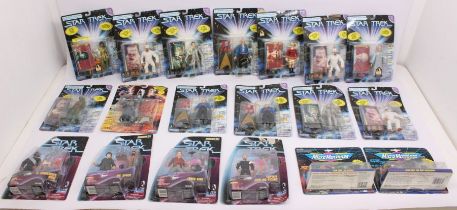 Star Trek: A collection of assorted Star Trek carded Playmates and Micro Machines figures, some