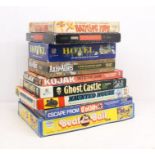Games: A collection of nine boxed games to comprise: Battling Tops, Scrabble, Hotel, Ghost Castle,