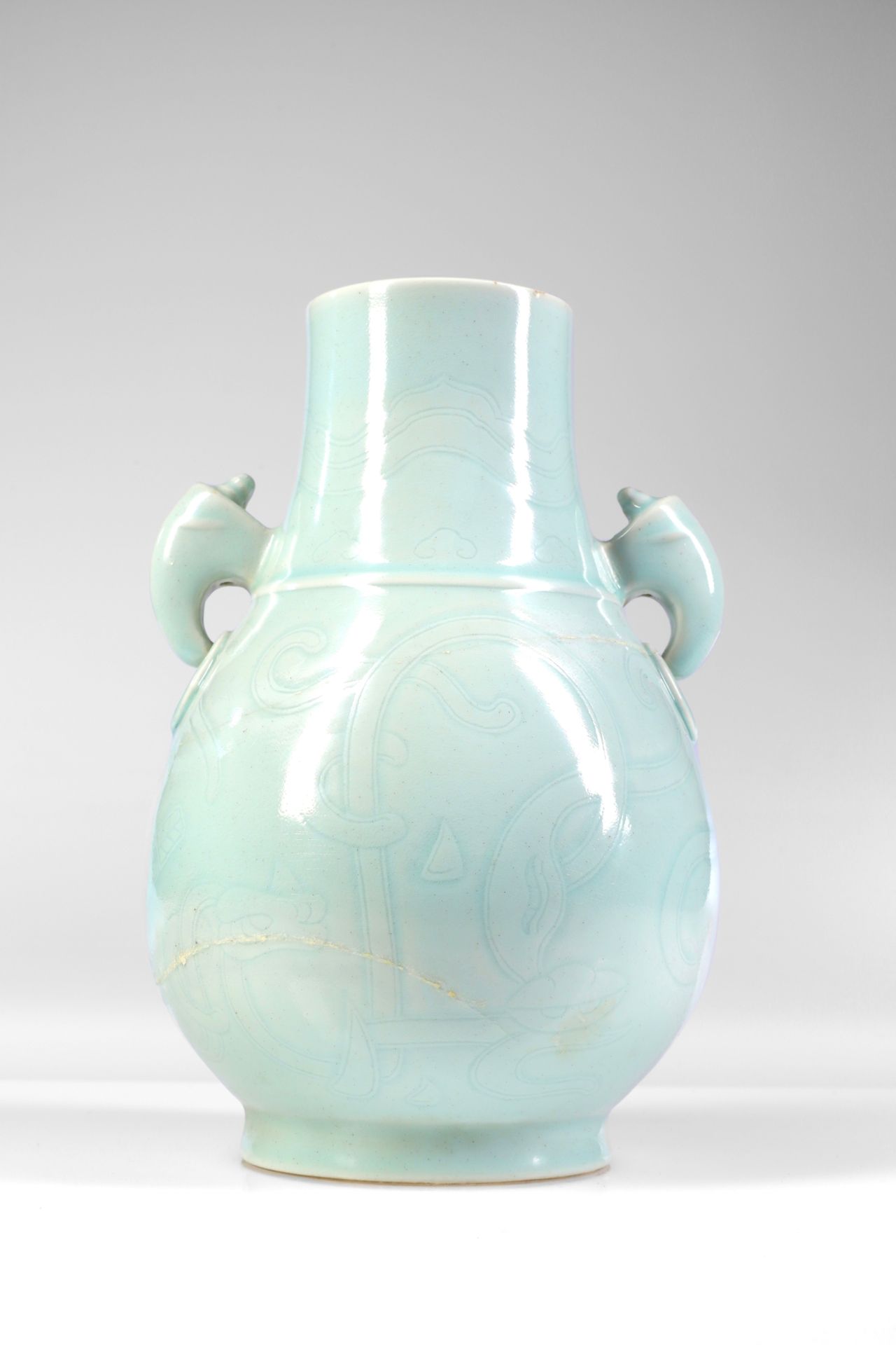 LIGHT BLUE GLAZED DOVE-EAR VASE