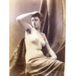 Photograph nude 19thC, albumen print. Some damage as seen. 10X14 CM