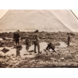 Photograph albumen, 19c. Boys in beach pools at Scarborough. Loose on album page 9cmx7cm