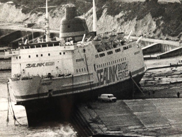 Storm Damage to Ferry 1987. Vintage silver gelatin print by Brian Harris Approx 40x27cm