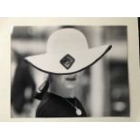 Fashion hat, press photograph. Mike Maloney vintage print 1987 Approx 36x28cm