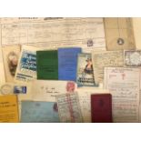 Ephemera, including photographs, scraps, booklets, leaflets, certificate and more. 18X13 CM
