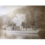 Photograph on card of river boat. Dated on reverse 1880 30cmx28cm