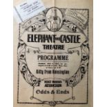 Elephant and Castle theatre programme for 1920 Approx 20x27cm