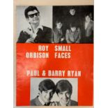 Roy Orbison and Small Faces concert programme. 27X20 CM