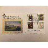 Frank Wootton signed first day cover. 75th RAF anniversary. Approx 10x22cm