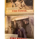 Our Man Flint and Firepower lobby cards. James Coburn. In an album. Approx 25x29cm