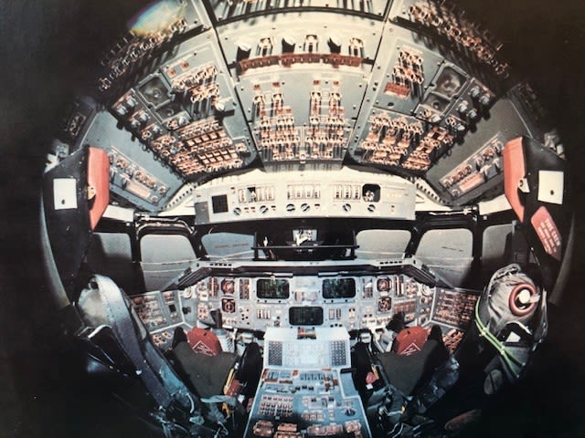 NASA printed colour photograph of The Space Shuttle Orbiter Columbia. Fish eye lens view. approx