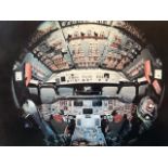 NASA printed colour photograph of The Space Shuttle Orbiter Columbia. Fish eye lens view. approx