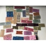 Bus and other tickets. Many featuring advertisements on reverse. Approx: 55 tickets