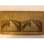 Stereocards selection, incl Brooklyn Bridge, set pieces, portraits. From 1883. (12) Approx 19x9cm