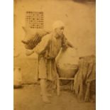 19thC photograph mounted on card. Water carrier. Approx 30x40