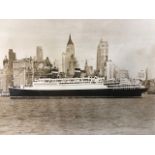 Photograph of the Liner, US Washington New York City in background 1933. Press photo from The New