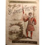 Theatre programmes for St James Theatre and Theatre Royal, Drury Lane. Both late 19thC. Approx