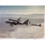 NASA colour printed photo. Space Shuttle Orbiter and 747 carrier aircraft approx 20x23cm F1