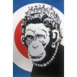 After Banksy Lithograph: "Monkey Queen" Approx 50x34cm