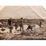 Photograph albumen, 19c. Boys in beach pools at Scarborough. Loose on album page 9cmx7cm F1