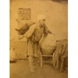 19thC photograph mounted on card. Water carrier. Approx 30x40cm (U5)