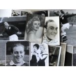 Group of celebrity photographs, many signed. Mid 20thC. 18x22 cm