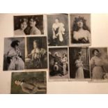 Vintage postcards, music hall and actors. Early 20thC. 16 Postcards