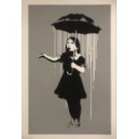 Banksy NOLA White Rain Poster