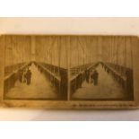 Stereocards selection, incl Brooklyn Bridge, set pieces, portraits. From 1883. (12) Approx 19x9cm (