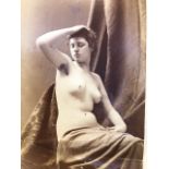 Photograph nude 19thC, albumen print. Some damage as seen. 10X14 cm (C1)