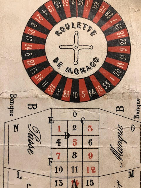 Casino vintage roulette cards. One marked Roulette De Monaco, du Casino Monte Carlo. Worn and used - Image 2 of 6