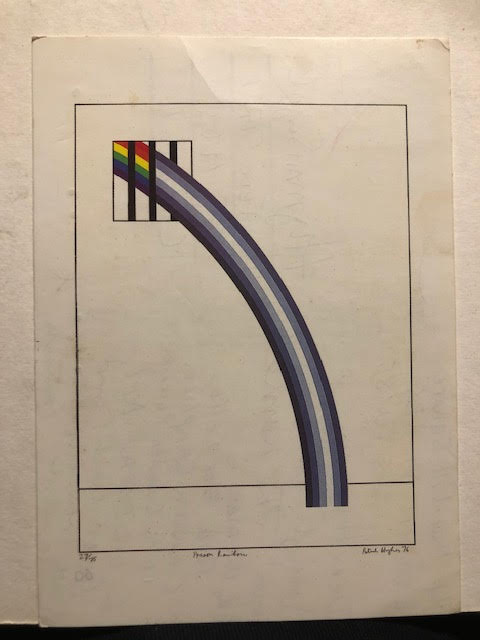 Patrick Hughes postcard, Prison Rainbow. Signed and written 28th Feb 1985, To Hyman Segal. - Image 2 of 3