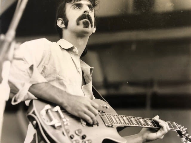 Frank Zappa photograph by David Redfern. Silver gelatin stamp on reverse 20x25 cm