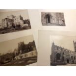 19thC mounted photographs, houses and Cathedrals. Incl Romney, Gloucester and Bath. Approx 25x35cm