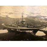 Antarctica related photograph of Icebreaker USS Atka, plus negative in poor condition