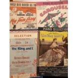 Sheet music film scores from My Fair Lady, The King and I, two versions, and Carousel. Approx