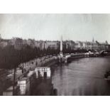 Photograph, late 19thC, London, The Embankment. View from Charing Cross Bridge. Some paper crippling
