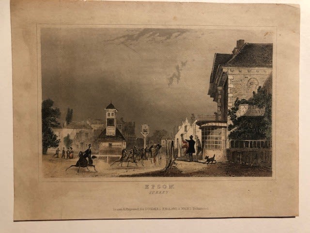 Surrey Engravings, Guildford and Epsom. 19th century (3) largest 9cmx23cm