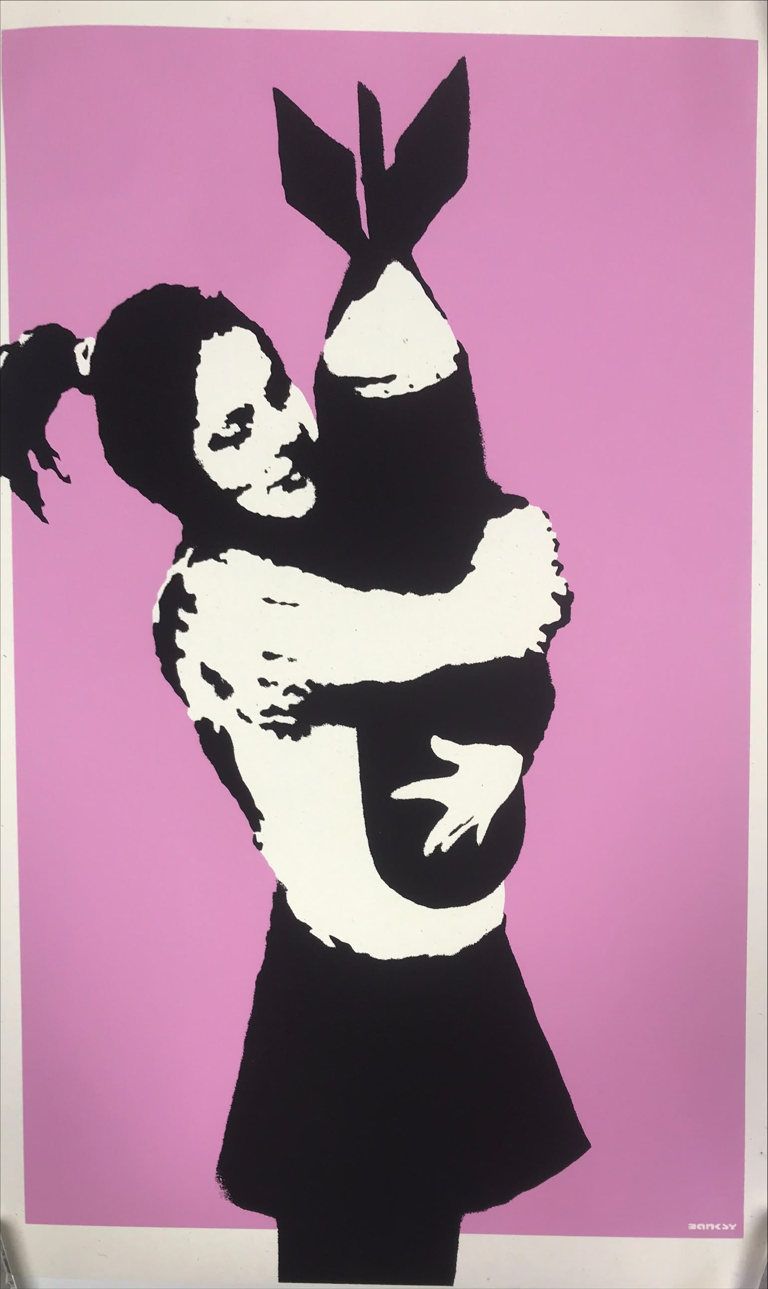 After Banksy, Bomb Hugger. Limited edition numbered print by West Country Prince