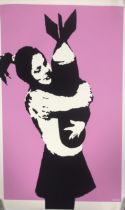 After Banksy, Bomb Hugger. Limited edition numbered print by West Country Prince