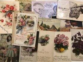Postcards, greeting cards, mixed vintage. (60)