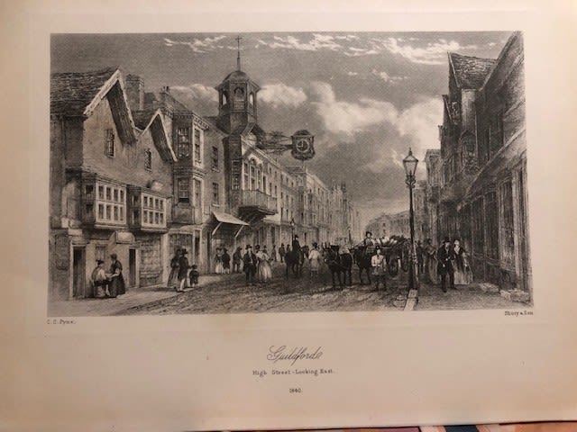 Surrey Engravings, Guildford and Epsom. 19th century (3) largest 9cmx23cm - Image 2 of 3