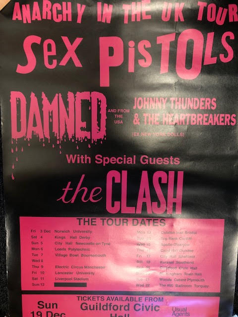 Sex Pistols, The Damned, The Clash poster. Thought to be later than original dates