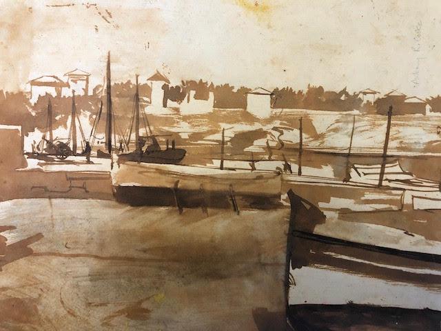 Anthony Cooke watercolour, plus one on reverse. Coastal and boats - Image 3 of 4