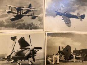 Military aircraft photographs, press photos 1940's. Descriptions attached to reverse of each