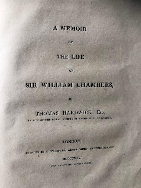 William Chambers memoirs by Thomas Hardwick, signed by the author. 1825 - Image 4 of 7