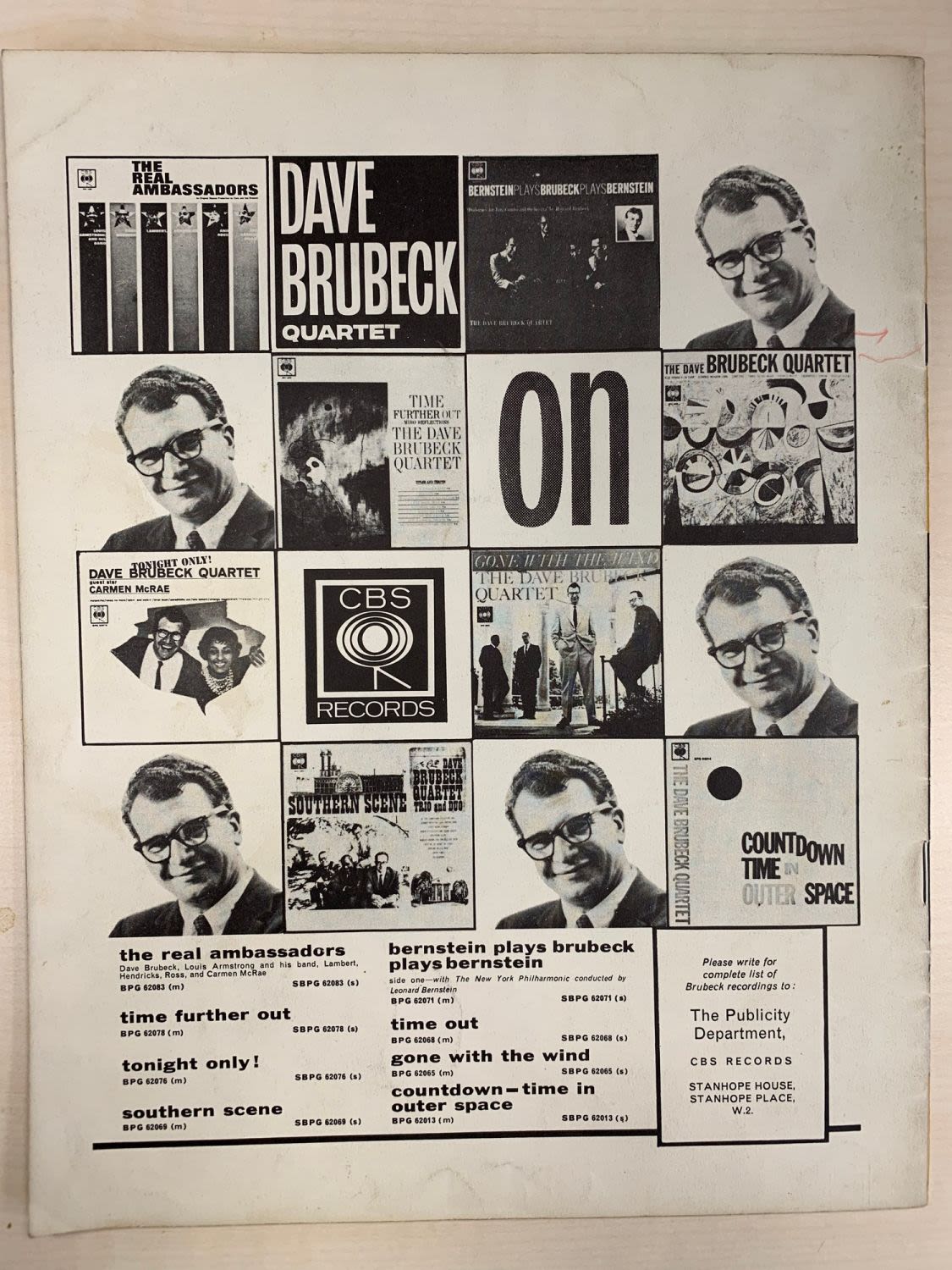 Dave Brubeck Quartet souvenir programme. 27X21 CM (L A3) - Image 4 of 4